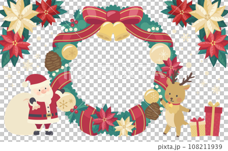 クリスマスリースのイラスト_横3 108211939