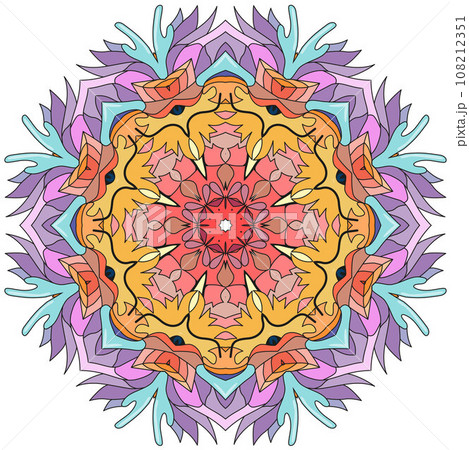 Zentangle dragon on mandala. Hand drawn decorative vector illustration Zentangle dragon on mandala. Hand drawn decorative vector illustration 108212351