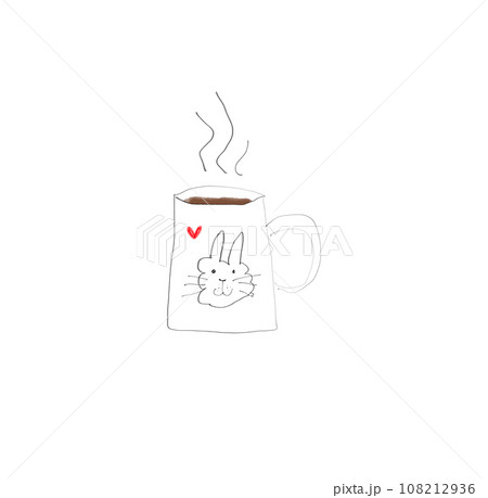 マグカップに入ったコーヒーのイラスト(ウサギ) 108212936