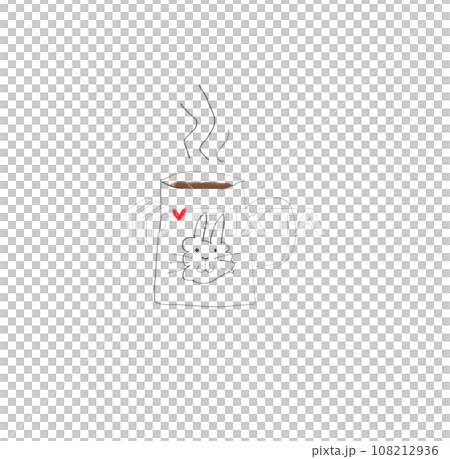 マグカップに入ったコーヒーのイラスト(ウサギ) 108212936