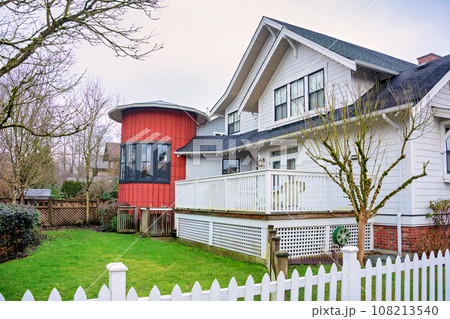 Back yard of nice residential house with rotunda Back yard of nice residential house with rotunda 108213540