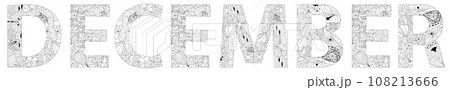 DECEMBER hand drawn modern design vector illustration for coloring. DECEMBER hand drawn modern design vector illustration for coloring. 108213666