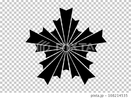 日本の警察マーク（シルエット）。旭日章、警察章、桜の代紋、朝日影の