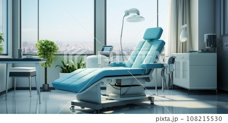 Dentist chair in empty room at clinic. Generative AI 108215530
