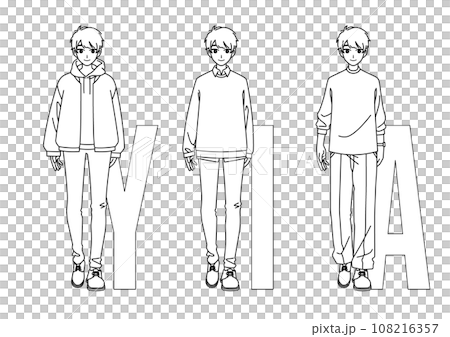 ファッションの三大シルエット【男性】線画ver. 108216357