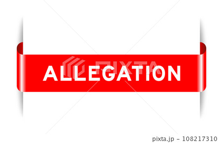 Red color inserted label banner with word allegation on white background Red color inserted label banner with word allegation on white background 108217310