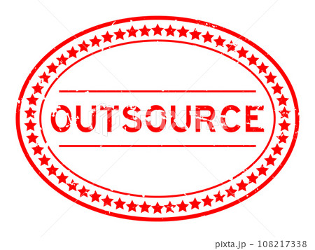 Grunge red outsource word oval rubber seal stamp on white background Grunge red outsource word oval rubber seal stamp on white background 108217338
