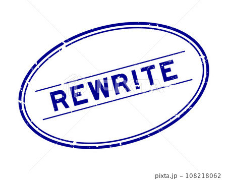 Grunge blue rewrite word oval rubber seal stamp on white background 108218062