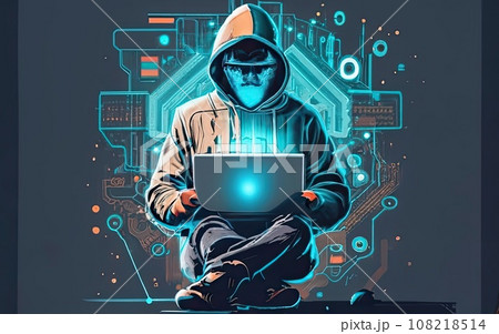 Hacker in hoodie in dark background Hacker in hoodie in dark background 108218514