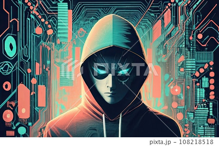 Hacker in hoodie in dark background Hacker in hoodie in dark background 108218518
