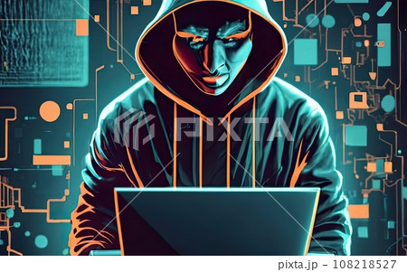 Hacker in hoodie in dark background Hacker in hoodie in dark background 108218527