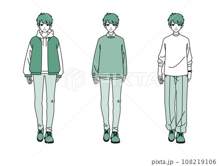 ファッションの三大シルエット【男性】緑ver. 108219106