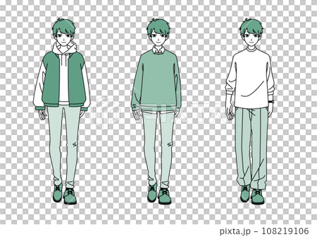 ファッションの三大シルエット【男性】緑ver. 108219106