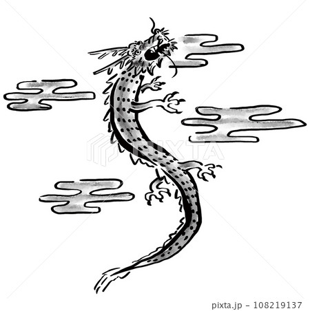 天に登る竜のイラストのイラスト素材 [108219137] - PIXTA