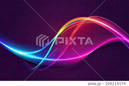 Neon rounded pulse waves with shining effects on dark background Neon rounded pulse waves with shining effects on dark background 108219174