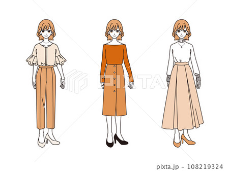 ファッションの三大シルエット【女性】オレンジver. 108219324
