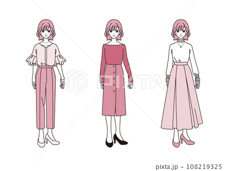 ファッションの三大シルエット【女性】ピンクver. 108219325