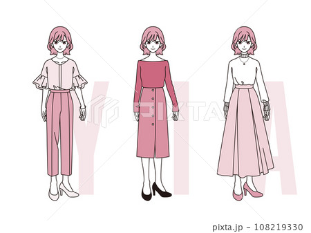 ファッションの三大シルエット【女性】ピンクver. 108219330