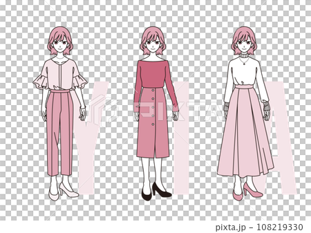 Three major fashion silhouettes [Women] Pink ver. 108219330
