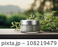 Mockup of cosmetic bottle product, natural ingredients, Generative AI. 108219479