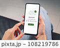 Hand using smartphone and mobile OTP secure verification on send to email 108219786