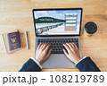 Business woman booking hotel on website for vacation after a long work, Summer, holiday concept. 108219789
