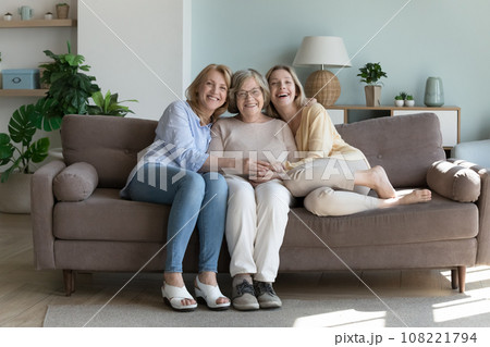Happy united elder grandma, mature mom, young daughter woman 108221794