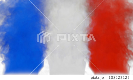 Plumes of multi-colored smoke move across a white background. Flag of the Russian Federation. 3D illustration. 108222125