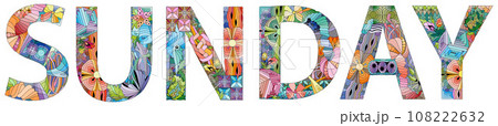 Word SUNDAY. Vector decorative zentangle object for any purpose 108222632