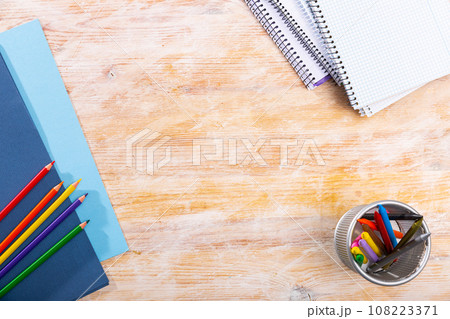 Place for inscription with various school supplies Place for inscription with various school supplies 108223371