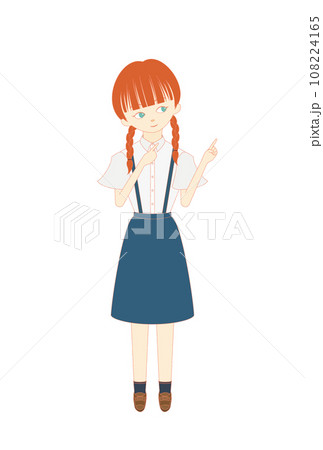 斜め上を指差す女の子1 108224165