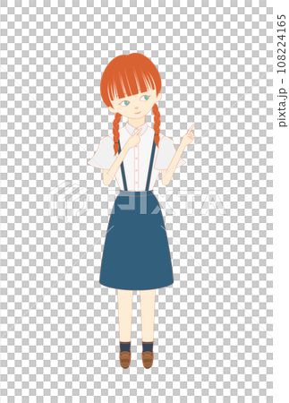 斜め上を指差す女の子1 108224165