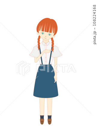 横を指差す女の子1 108224168
