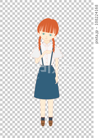 横を指差す女の子1 108224168