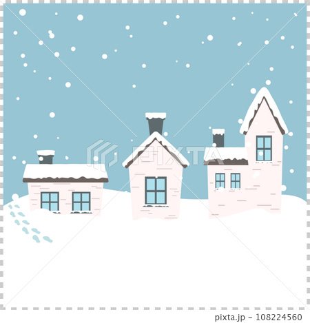 冬の季節に立ち並ぶお家のベクターイラストのイラスト素材 [108224560