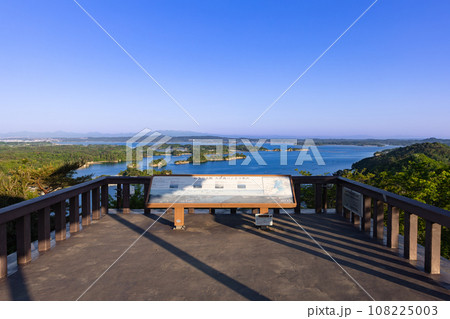 日本三景松島四大観　早朝の壮観の風景と図解案内標識 108225003