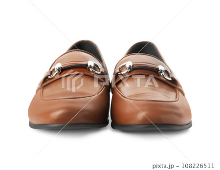 Pair of stylish male shoes isolated on white 108226511