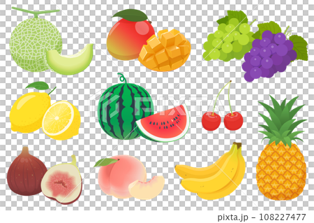 夏の果物のイラストセット 夏の果物のイラストセット 108227477