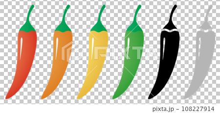Chili pepper, chili pepper vector illustration set 108227914