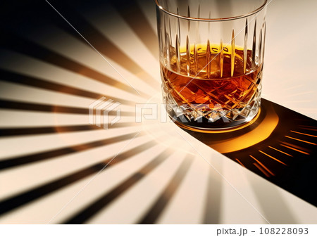 Whiskey Glass with Caustics and Dramatic Lighting AI Generated 108228093