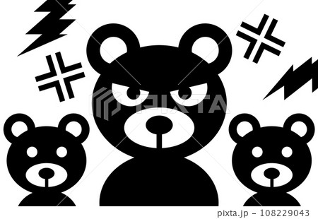 危険な親子熊の出没を警告して注意する看板イラスト 危険な親子熊の出没を警告して注意する看板イラスト 108229043