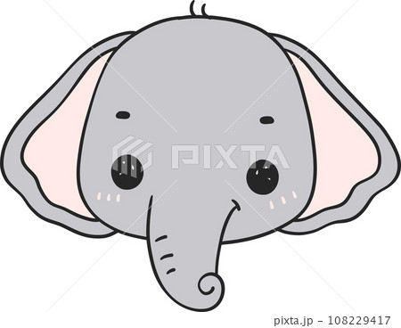 Baby Elephant Animal Character cartoon doodle  108229417