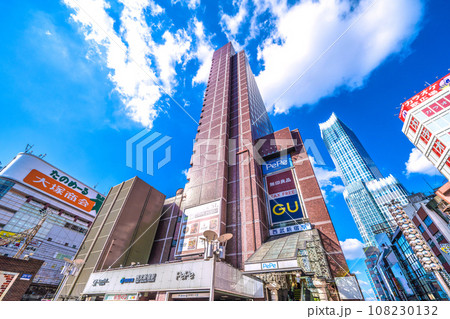 日本の東京都市景観 西武新宿駅や東急歌舞伎町タワー、飲み屋街などを望む 108230132