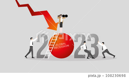 Global recession concept in the year 2023. A vision businesswoman and teamwork. Global recession concept in the year 2023. A vision businesswoman and teamwork. 108230698