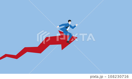 A businessman ride on a rising arrow rocket A businessman ride on a rising arrow rocket 108230716