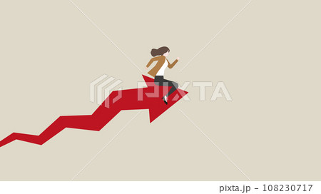 A businesswoman ride on a rising arrow rocket A businesswoman ride on a rising arrow rocket 108230717