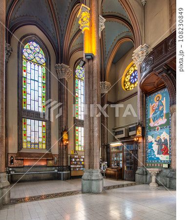 St. Anthony of Padua, Roman Catholic Church, with stained glass windows and colorful mural, Istiklal Street, Istanbul 108230849
