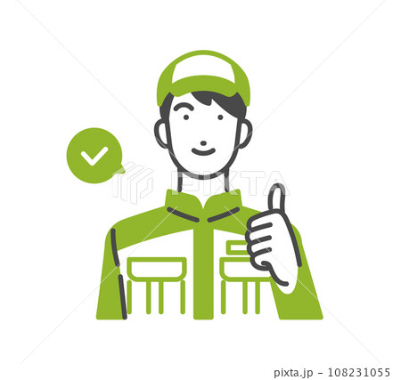 グッドサインを出す作業着の男性 108231055