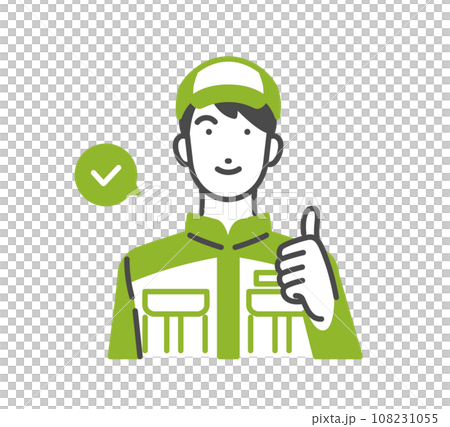 グッドサインを出す作業着の男性 108231055