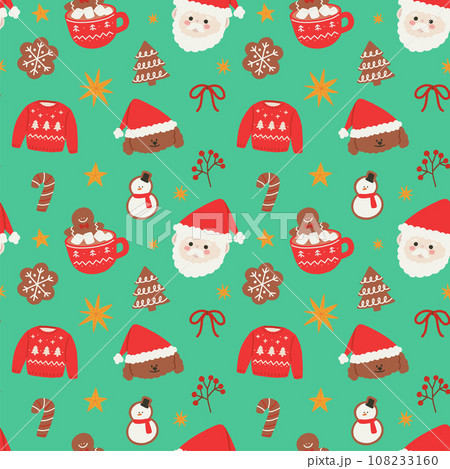 Hand-drawn Christmas Illustration Seamless Pattern 108233160